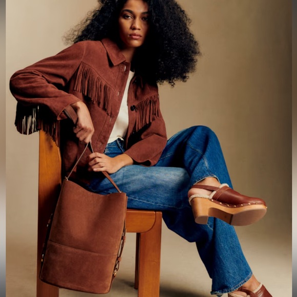 Sézane Women's Yuma Brown Fringe Jacket - Picture 3 of 13